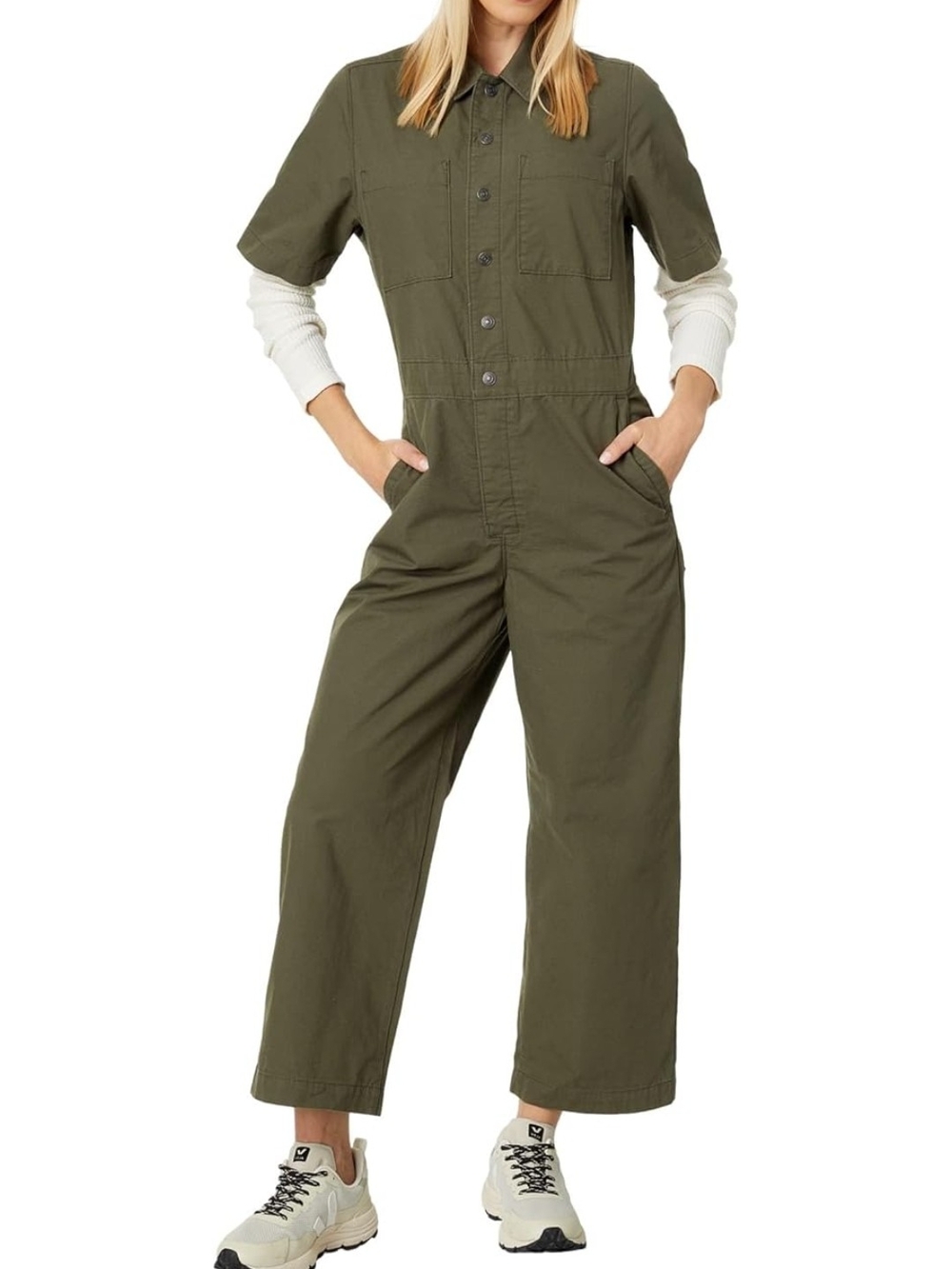Levi's Olive Green Short-Sleeve Utility Jumpsuit